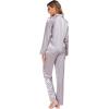 imageALCEA ROSEA Womens Silk Satin Pajamas Set 2 Piece Silky Pj Sets Sleepwear Loungewear Button Down Short Sleeve Bridesmaid PjsGrey Charcoa