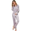 imageALCEA ROSEA Womens Silk Satin Pajamas Set 2 Piece Silky Pj Sets Sleepwear Loungewear Button Down Short Sleeve Bridesmaid PjsGrey Charcoa