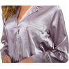 imageALCEA ROSEA Womens Silk Satin Pajamas Set 2 Piece Silky Pj Sets Sleepwear Loungewear Button Down Short Sleeve Bridesmaid PjsGrey Charcoa