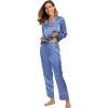 imageALCEA ROSEA Womens Silk Satin Pajamas Set 2 Piece Silky Pj Sets Sleepwear Loungewear Button Down Short Sleeve Bridesmaid PjsMidnight Blue