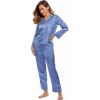 imageALCEA ROSEA Womens Silk Satin Pajamas Set 2 Piece Silky Pj Sets Sleepwear Loungewear Button Down Short Sleeve Bridesmaid PjsMidnight Blue