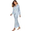 imageALCEA ROSEA Womens Silk Satin Pajamas Set 2 Piece Silky Pj Sets Sleepwear Loungewear Button Down Short Sleeve Bridesmaid PjsMoon Blue