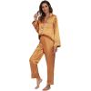 imageALCEA ROSEA Womens Silk Satin Pajamas Set 2 Piece Silky Pj Sets Sleepwear Loungewear Button Down Short Sleeve Bridesmaid PjsRich Gold