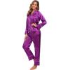 imageALCEA ROSEA Womens Silk Satin Pajamas Set 2 Piece Silky Pj Sets Sleepwear Loungewear Button Down Short Sleeve Bridesmaid PjsViolet