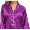 imageALCEA ROSEA Womens Silk Satin Pajamas Set 2 Piece Silky Pj Sets Sleepwear Loungewear Button Down Short Sleeve Bridesmaid PjsViolet