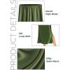 imageALCEA ROSEA Womens Silky Satin Midi Skirt High Waist Elastic Waist A Line Skirt with Slit7819army Green