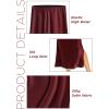 imageALCEA ROSEA Womens Silky Satin Midi Skirt High Waist Elastic Waist A Line Skirt with Slit7819wine