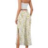 imageALCEA ROSEA Womens Silky Satin Midi Skirt High Waist Elastic Waist A Line Skirt with Slit7819yellow