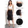 imageALCEA ROSEA Womens Silky Satin Midi Skirt High Waist Elastic Waist A Line Skirt with SlitBlack
