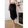 imageALCEA ROSEA Womens Silky Satin Midi Skirt High Waist Elastic Waist A Line Skirt with SlitBlack1