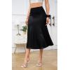 imageALCEA ROSEA Womens Silky Satin Midi Skirt High Waist Elastic Waist A Line Skirt with SlitBlack1