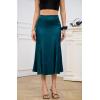 imageALCEA ROSEA Womens Silky Satin Midi Skirt High Waist Elastic Waist A Line Skirt with SlitBlack1ish Green