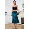 imageALCEA ROSEA Womens Silky Satin Midi Skirt High Waist Elastic Waist A Line Skirt with SlitBlack1ish Green