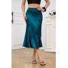 imageALCEA ROSEA Womens Silky Satin Midi Skirt High Waist Elastic Waist A Line Skirt with SlitBlack1ish Green