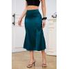 imageALCEA ROSEA Womens Silky Satin Midi Skirt High Waist Elastic Waist A Line Skirt with SlitBlack1ish Green