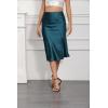 imageALCEA ROSEA Womens Silky Satin Midi Skirt High Waist Elastic Waist A Line Skirt with SlitBlackish Green