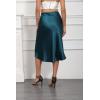 imageALCEA ROSEA Womens Silky Satin Midi Skirt High Waist Elastic Waist A Line Skirt with SlitBlackish Green
