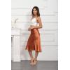 imageALCEA ROSEA Womens Silky Satin Midi Skirt High Waist Elastic Waist A Line Skirt with SlitCaramel