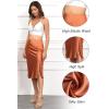 imageALCEA ROSEA Womens Silky Satin Midi Skirt High Waist Elastic Waist A Line Skirt with SlitCaramel