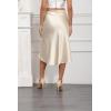 imageALCEA ROSEA Womens Silky Satin Midi Skirt High Waist Elastic Waist A Line Skirt with SlitChampagne