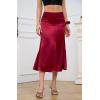 imageALCEA ROSEA Womens Silky Satin Midi Skirt High Waist Elastic Waist A Line Skirt with SlitWine1