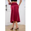 imageALCEA ROSEA Womens Silky Satin Midi Skirt High Waist Elastic Waist A Line Skirt with SlitWine1