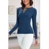 imageALCEA ROSEA Womens Sweater Sexy Fitted Zipper V Neck Knitwear Pullover SweaterFog Blue01