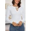 imageALCEA ROSEA Womens Sweater Sexy Fitted Zipper V Neck Knitwear Pullover SweaterWhite01