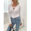 imageALCEA ROSEA Womens Sweater Sexy Fitted Zipper V Neck Knitwear Pullover SweaterWhite01
