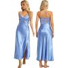 imageALCEA ROSEA Women Silk Satin Nightgown Sexy Lace Chemise Lingerie Long Sleepdress for Ladies Sleepwear Slip NegligeeMidnight Blue