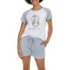 imageALCEA ROSEA Womens Cotton Sleepwear Cute PANDA Printed Short Sleeve pajama set Soft Pjs Nightwear with PocketsGrey