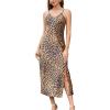 imageALCEA ROSEA Womens Long Satin Slip Dress Nightgowns Sexy Lingerie Adjustable Strap Midi Dress Silky Gown V Neck Under DressGold Leopard