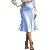 imageALCEA ROSEA Womens Satin High Waisted Silk Aline Wedding Elegant Elastic Midi SkirtKanas Lake