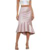 imageALCEA ROSEA Womens Satin High Waisted Silk Aline Wedding Elegant Elastic Midi SkirtRose Pink203