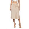 imageALCEA ROSEA Womens Satin High Waisted Silky Midi Skirt Elastic Aline Skirt for Wedding Party Work7302champagne