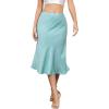 imageALCEA ROSEA Womens Satin High Waisted Silky Midi Skirt Elastic Aline Skirt for Wedding Party Work7302light Green