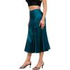 imageALCEA ROSEA Womens Silky Satin Midi Skirt High Waist Elastic Waist A Line Skirt with SlitBlack1ish Green