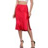 imageALCEA ROSEA Womens Silky Satin Midi Skirt High Waist Elastic Waist A Line Skirt with SlitWine