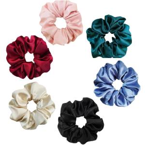 imageALCEA ROSEA Hair Ties Silk Scrunchies for Women Girls 8 Pack Satin Elastic Tie Scrunchie No Damage Ponytail Holders Hair Bands 88G66A