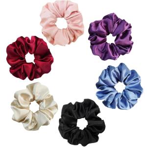 imageALCEA ROSEA Hair Ties Silk Scrunchies for Women Girls 8 Pack Satin Elastic Tie Scrunchie No Damage Ponytail Holders Hair Bands 88G66B