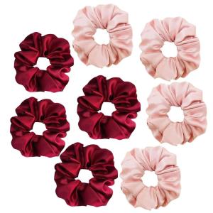 imageALCEA ROSEA Hair Ties Silk Scrunchies for Women Girls 8 Pack Satin Elastic Tie Scrunchie No Damage Ponytail Holders Hair Bands 88G82B