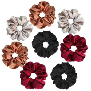 imageALCEA ROSEA Hair Ties Silk Scrunchies for Women Girls 8 Pack Satin Elastic Tie Scrunchie No Damage Ponytail Holders Hair Bands 88G84J