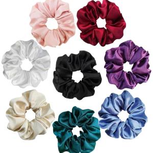 imageALCEA ROSEA Hair Ties Silk Scrunchies for Women Girls 8 Pack Satin Elastic Tie Scrunchie No Damage Ponytail Holders Hair Bands 88G88G