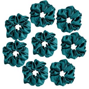 imageALCEA ROSEA Hair Ties Silk Scrunchies for Women Girls 8 Pack Satin Elastic Tie Scrunchie No Damage Ponytail Holders Hair Bands 88G8Dark Green
