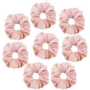 imageALCEA ROSEA Hair Ties Silk Scrunchies for Women Girls 8 Pack Satin Elastic Tie Scrunchie No Damage Ponytail Holders Hair Bands 88G8Pink