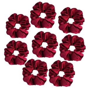 imageALCEA ROSEA Hair Ties Silk Scrunchies for Women Girls 8 Pack Satin Elastic Tie Scrunchie No Damage Ponytail Holders Hair Bands 88G8Wine