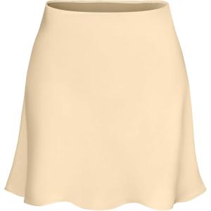 imageALCEA ROSEA Womens Elegant Silky Satin Mini Skirt High Waist Short Skirt Leopard Print Mini A Line Skirts for WomenBeige