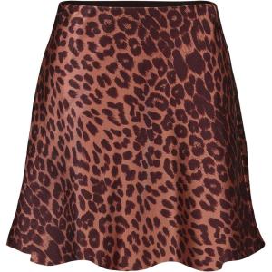 imageALCEA ROSEA Womens Elegant Silky Satin Mini Skirt High Waist Short Skirt Leopard Print Mini A Line Skirts for WomenBrown Leopard