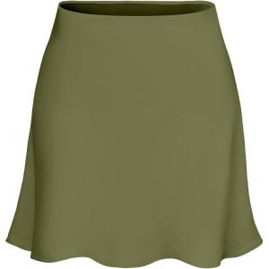 imageALCEA ROSEA Womens Elegant Silky Satin Mini Skirt High Waist Short Skirt Leopard Print Mini A Line Skirts for WomenOlive Green