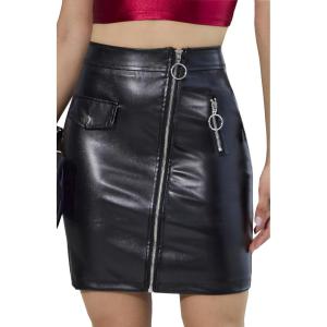 imageALCEA ROSEA Womens Pu Leather High Waist Skirt Bodycon Faux Leather Mini Short Zipper Front Work Office A line Pencil SkirtsBlack